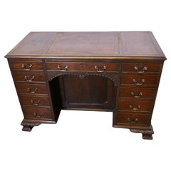 Antique A Large Victorian Walnut Knee Hole Desk