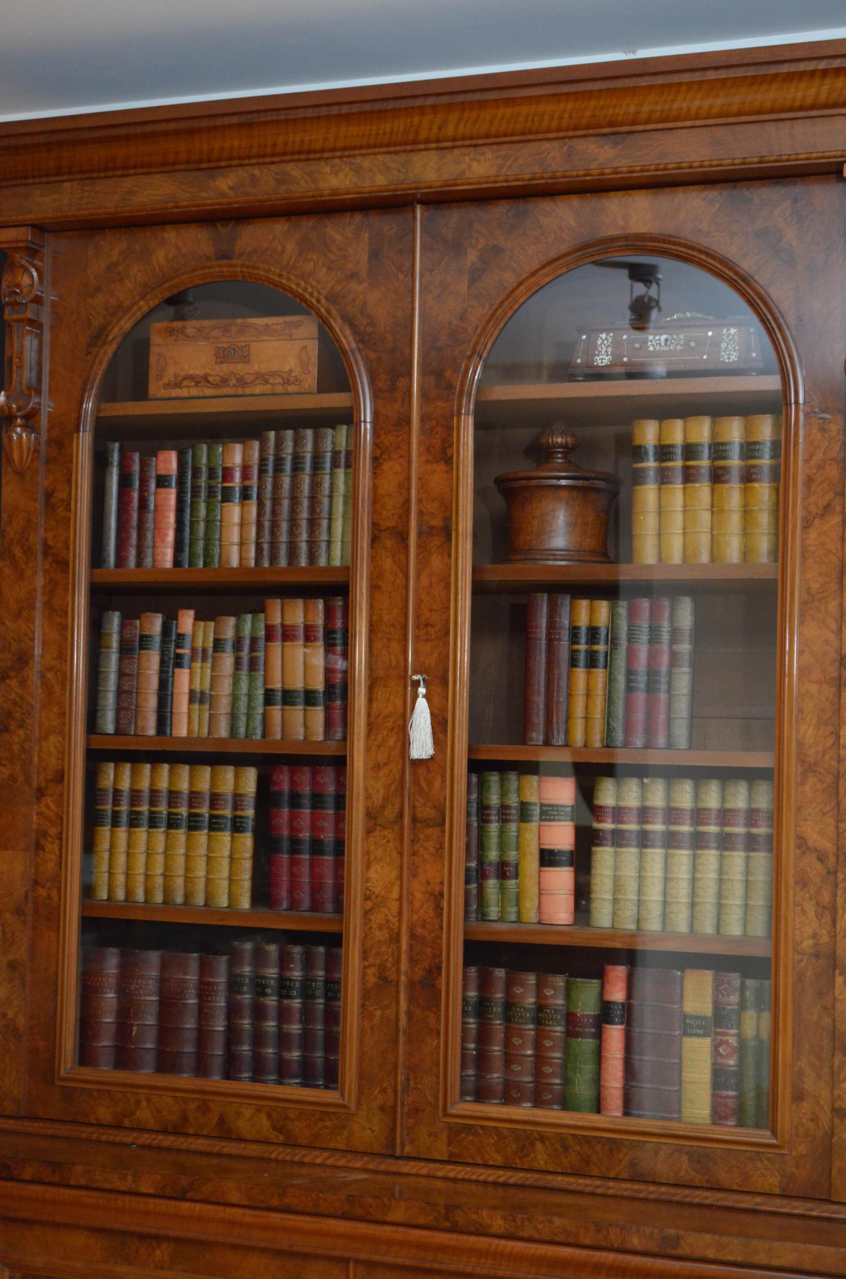 19th Century Large Victorian Walnut Library Bookcase