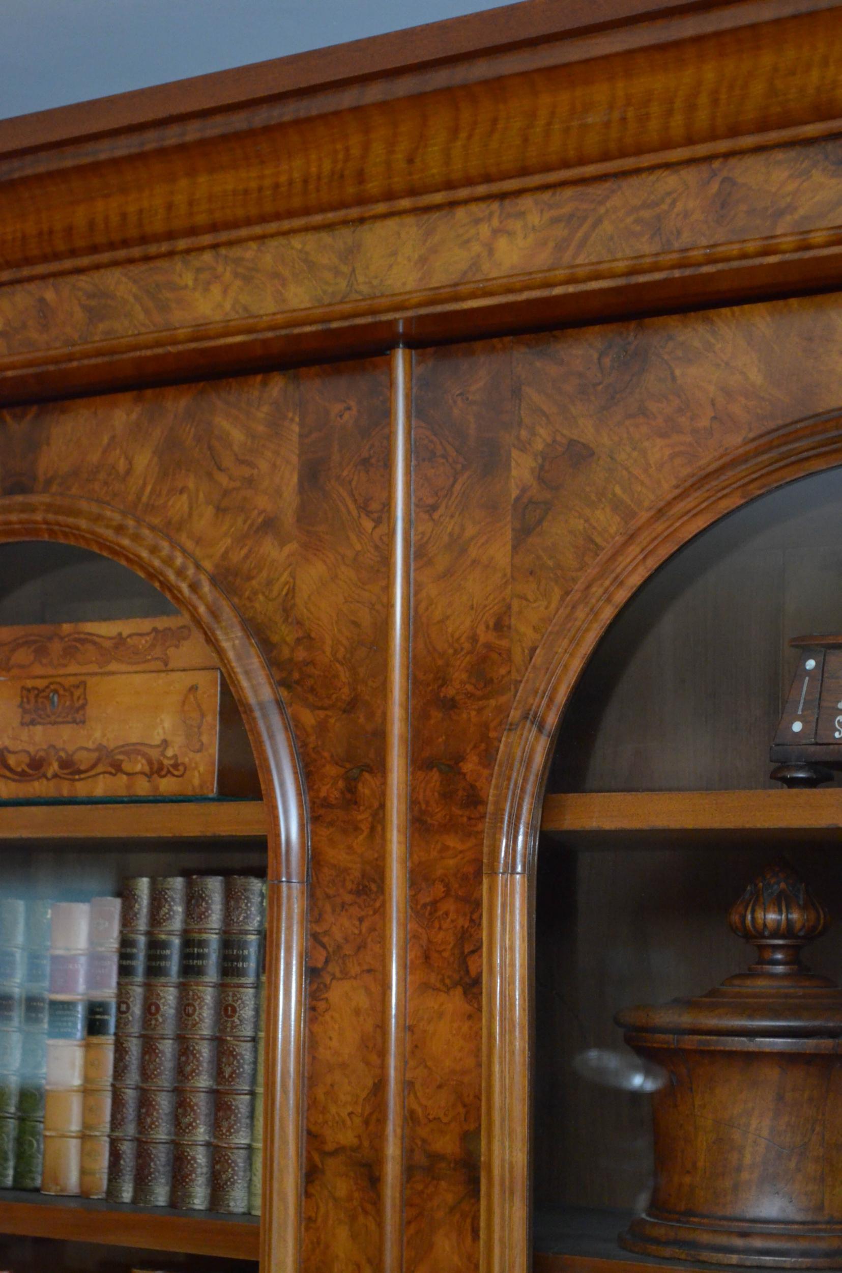 Large Victorian Walnut Library Bookcase 2