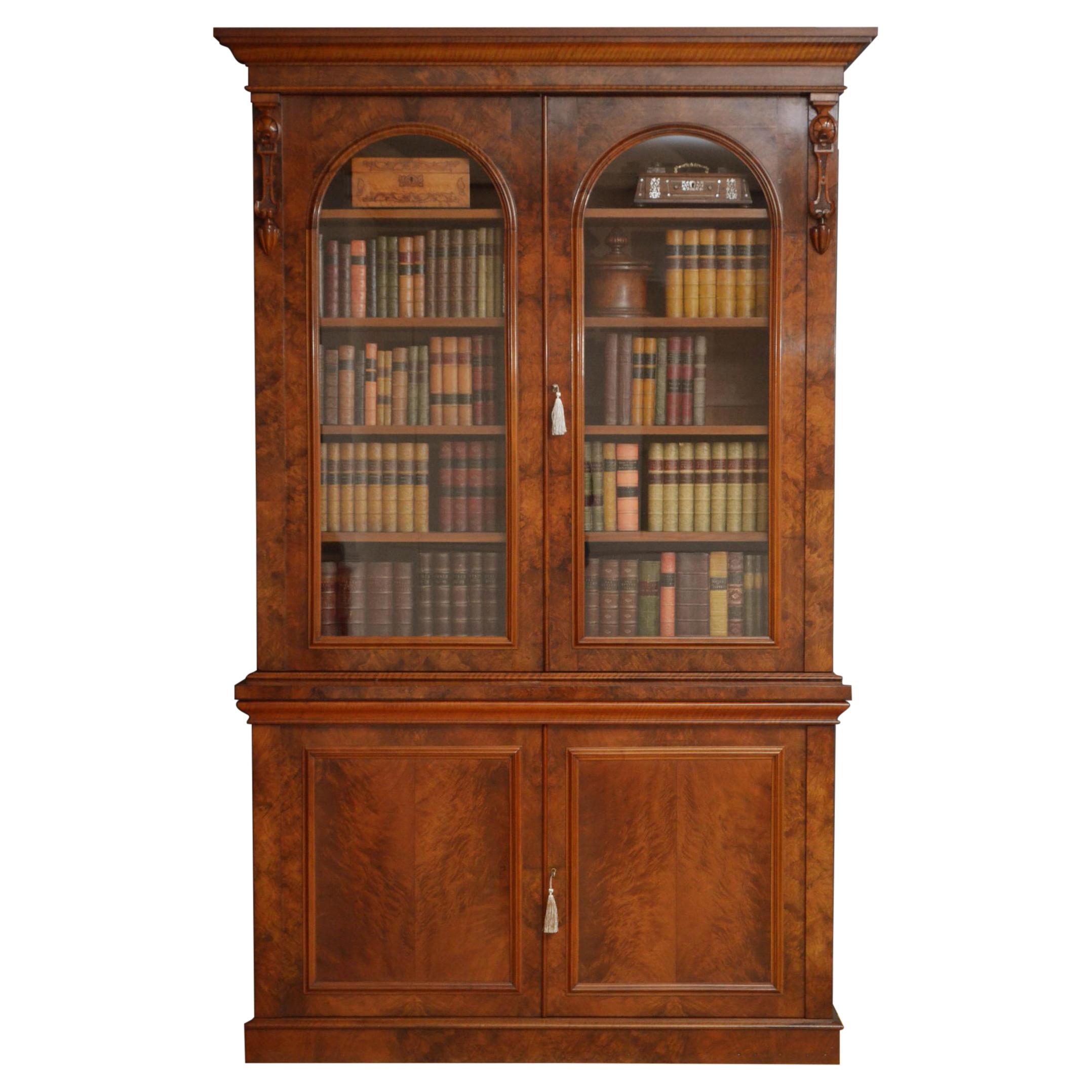 Large Victorian Walnut Library Bookcase