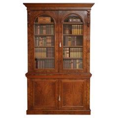 Antique Large Victorian Walnut Library Bookcase