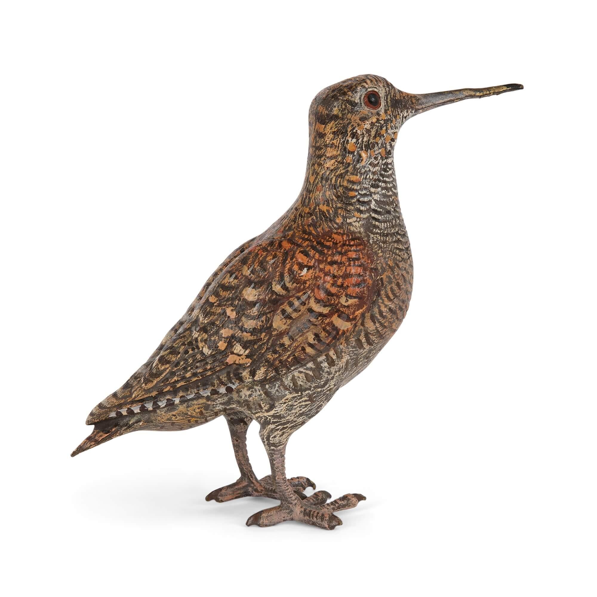 Großes Wiener antikes Vogelmodell aus kalt bemalter Bronze, Attr. Bergman (Österreichisch) im Angebot