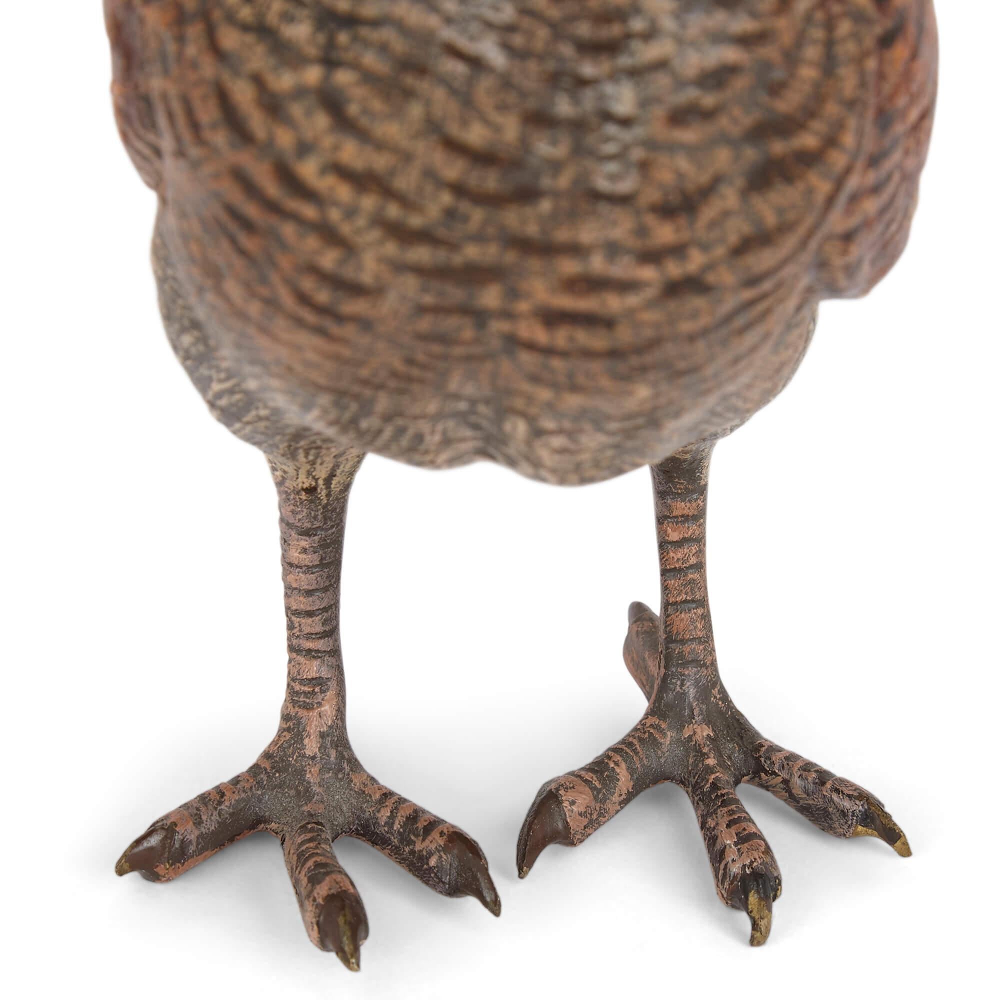 Large Viennese Antique Cold Painted Bronze Bird Model, Attr. Bergman In Good Condition For Sale In London, GB