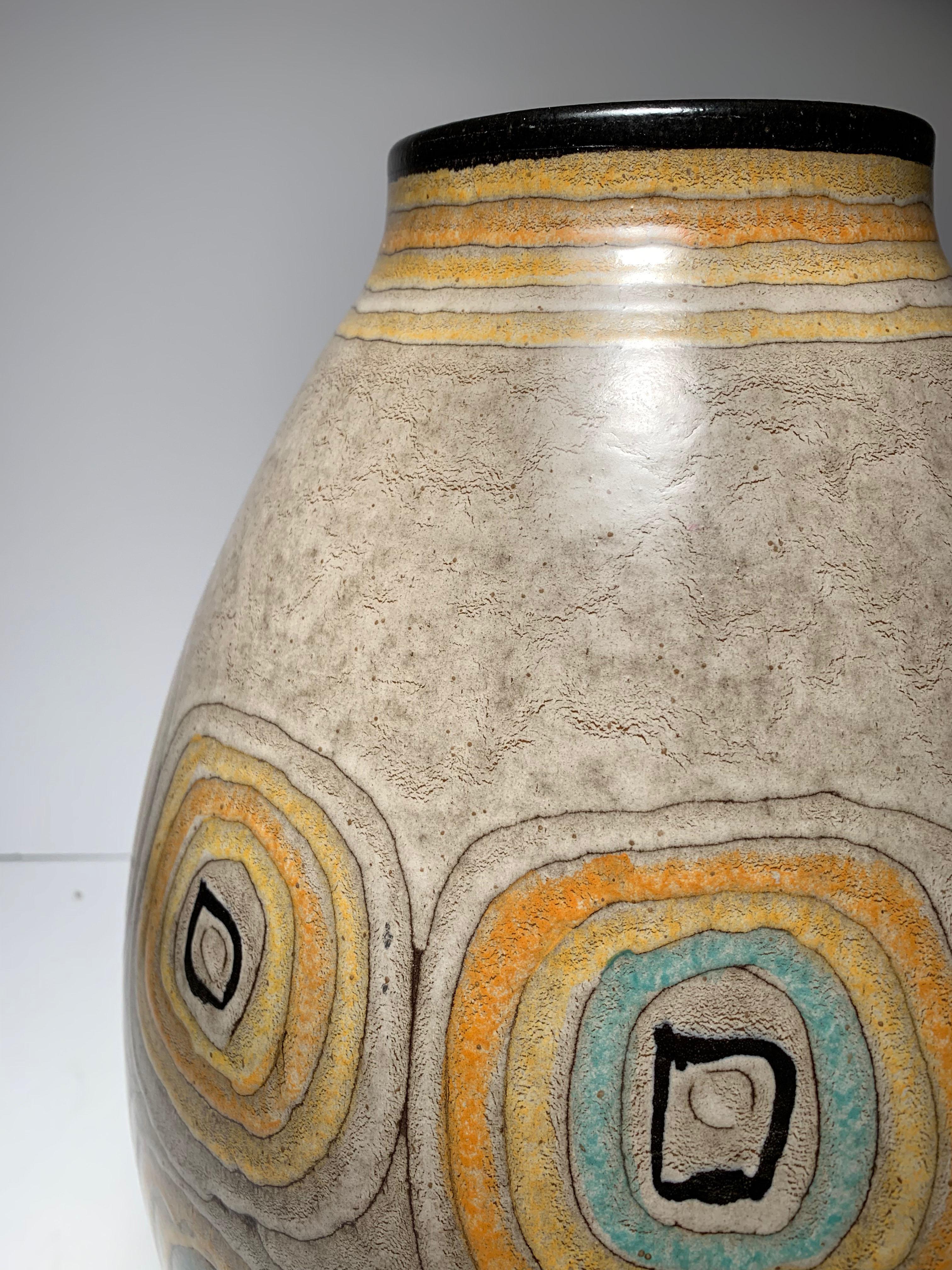 Mid-Century Modern Large Vintage Alvino Bagne Signed Ceramic Vase