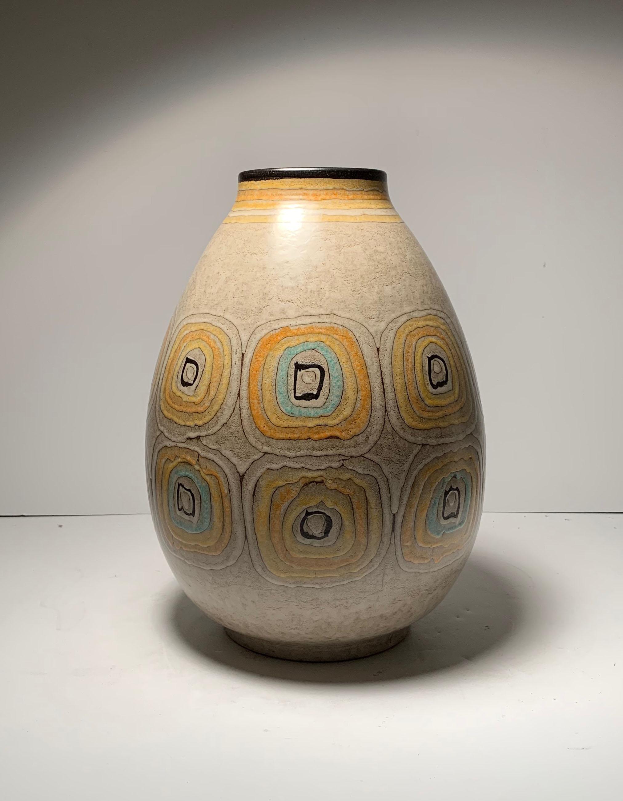 20th Century Large Vintage Alvino Bagne Signed Ceramic Vase