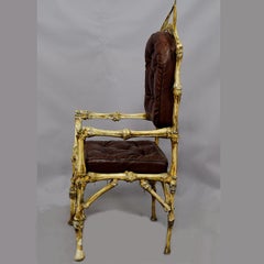 Large Vintage Cow Bone Throne Armchair, Germany, circa 1930