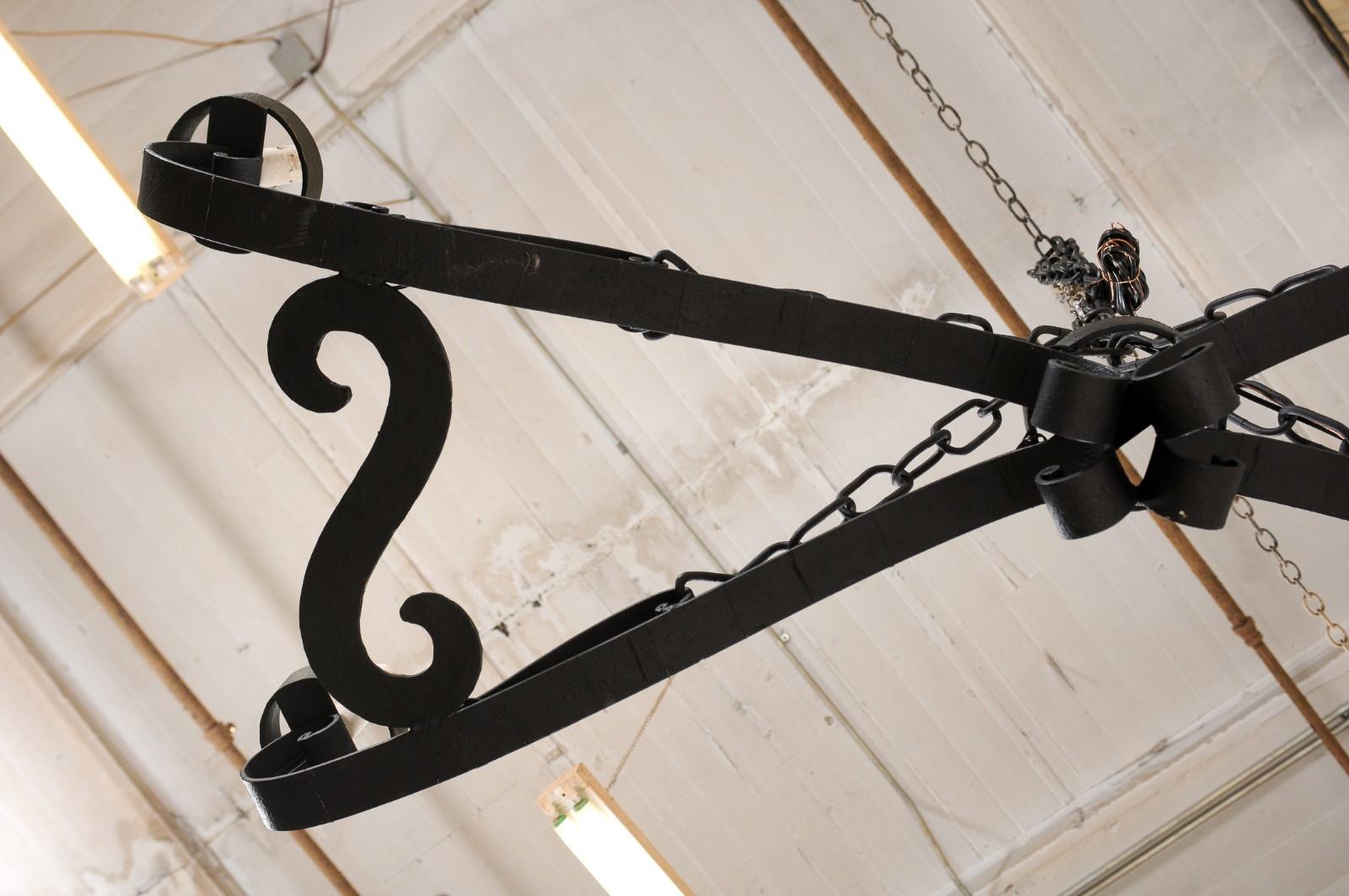 An Elegant French Wrought Iron Chandelier a Great Large Size of 5+ Ft in Length! 4