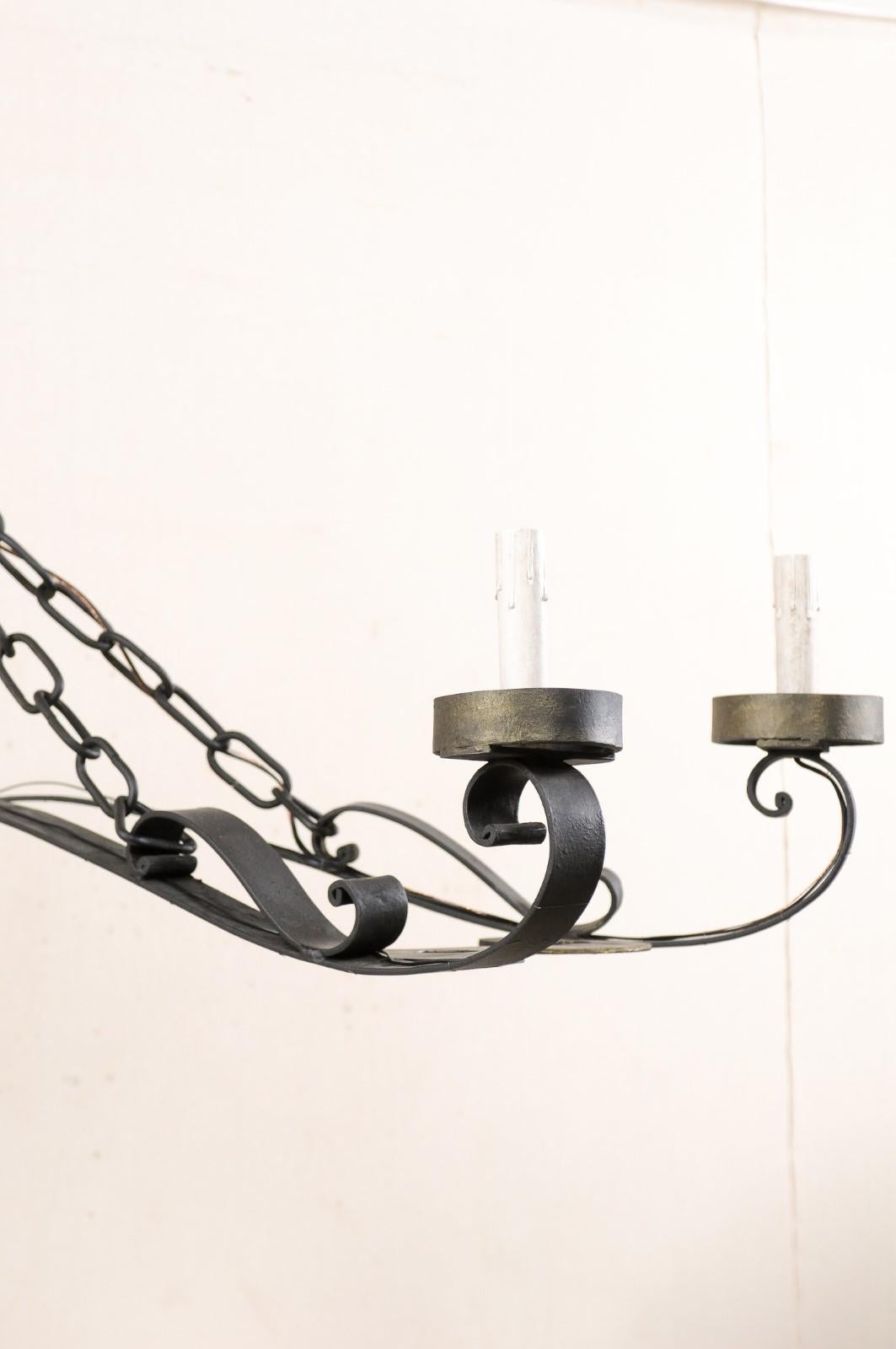 An Elegant French Wrought Iron Chandelier a Great Large Size of 5+ Ft in Length! 2