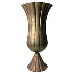 Large Vintage Handmade Hammered Brass Planter Vase