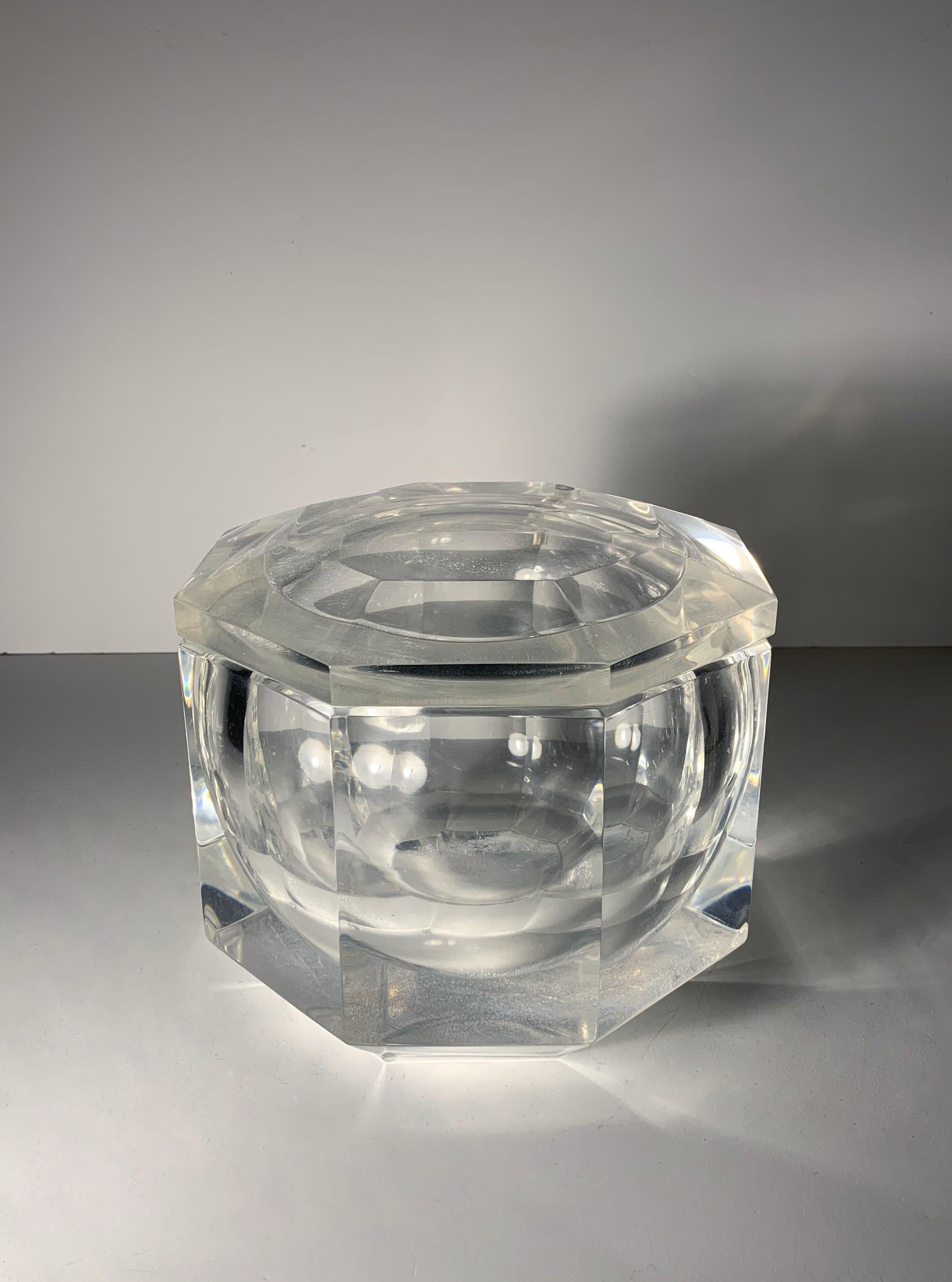 Mid-Century Modern Large Vintage Lucite Gem Ice Bucket by Allesandro Albrizzi For Sale