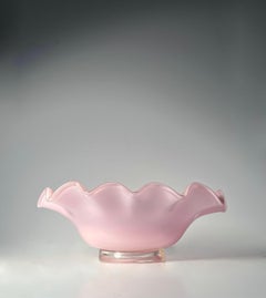 A Large Vintage Murano Glass Pink Oval Bowl by Barovier & Toso