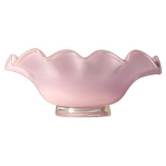 A Large Vintage Murano Glass Pink Oval Bowl by Barovier & Toso