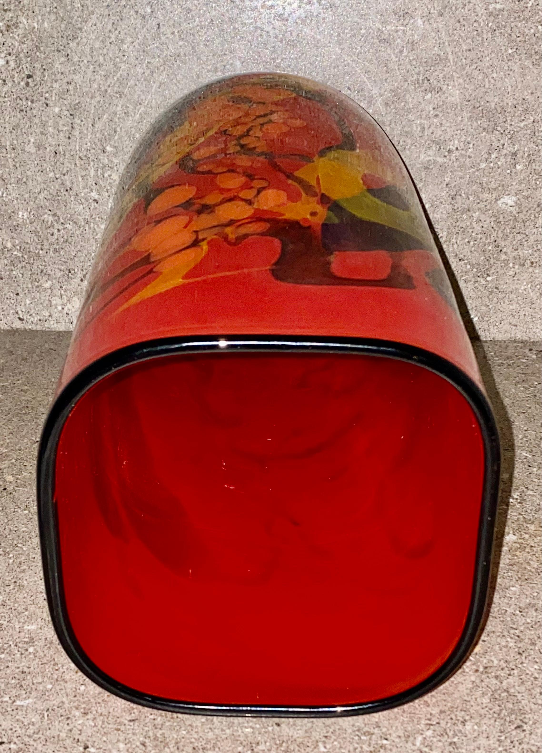 Large Vintage Red Art Glass Vase, Ioan Nemtoi In Excellent Condition For Sale In London, GB