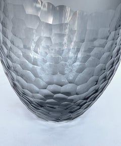 A Large Vintage Rosenthal Gray Glass Battuto Style Bullet-form Vase