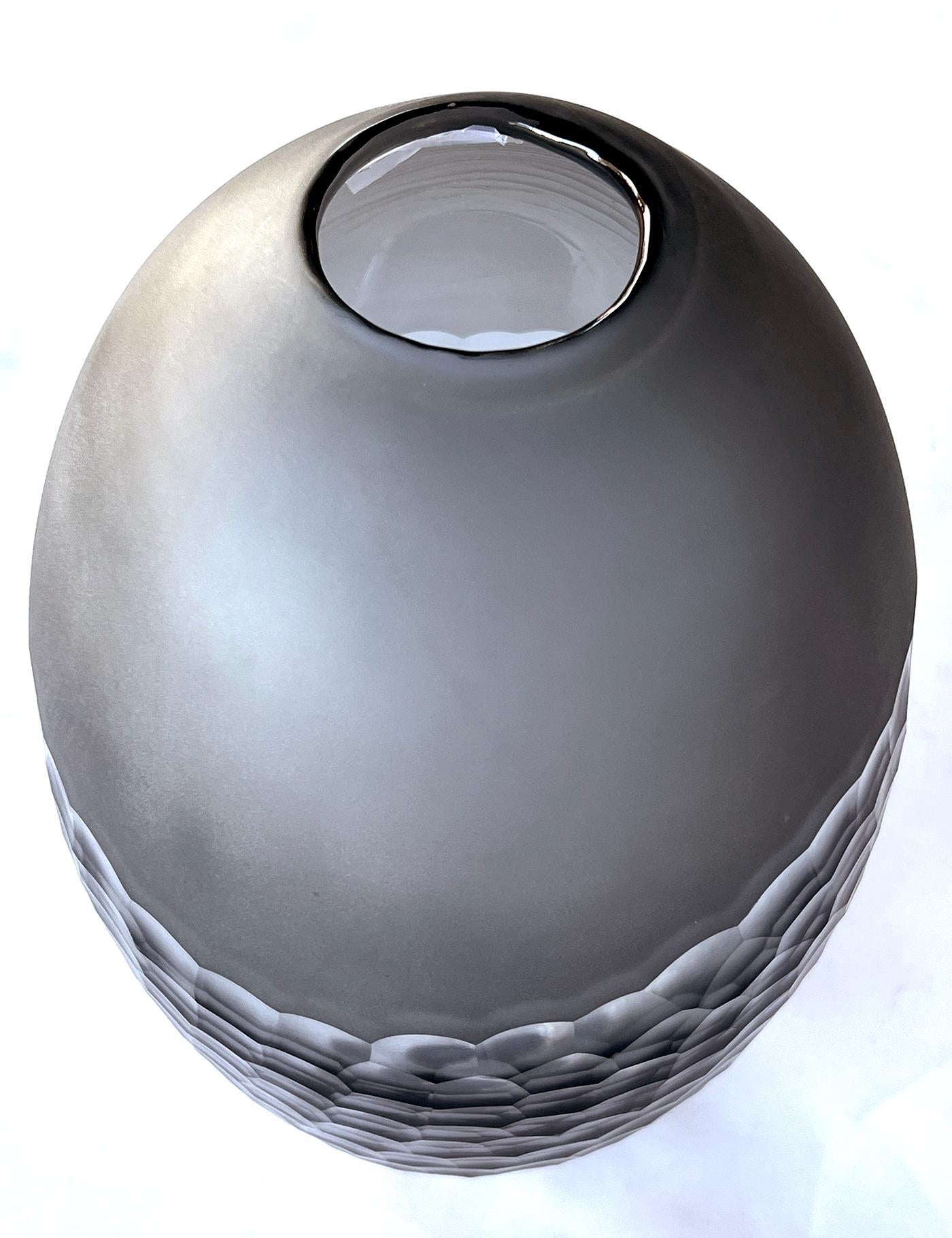 Modern A Large Vintage Rosenthal Gray Glass Battuto Style Bullet-form Vase    For Sale
