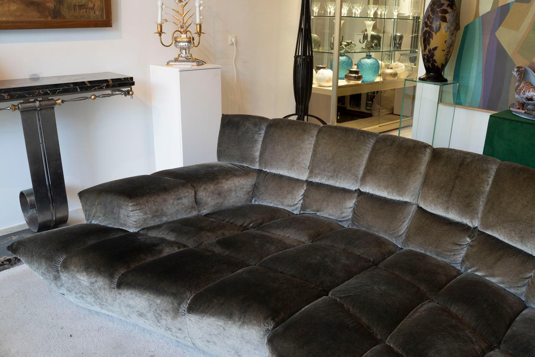 Velvet A Large Vintage Sofa and Matching Coffee table 