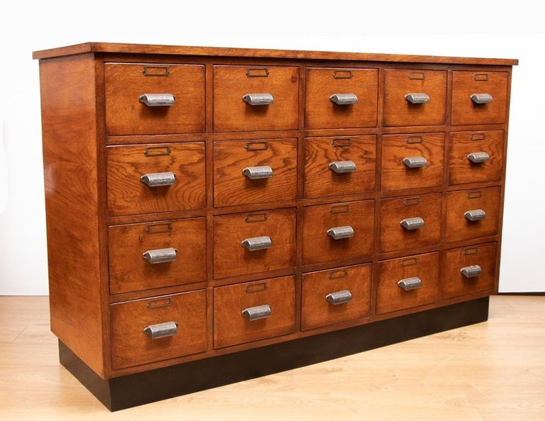 Large Vintage Style Oak Bank Of Drawers For Sale At 1stdibs