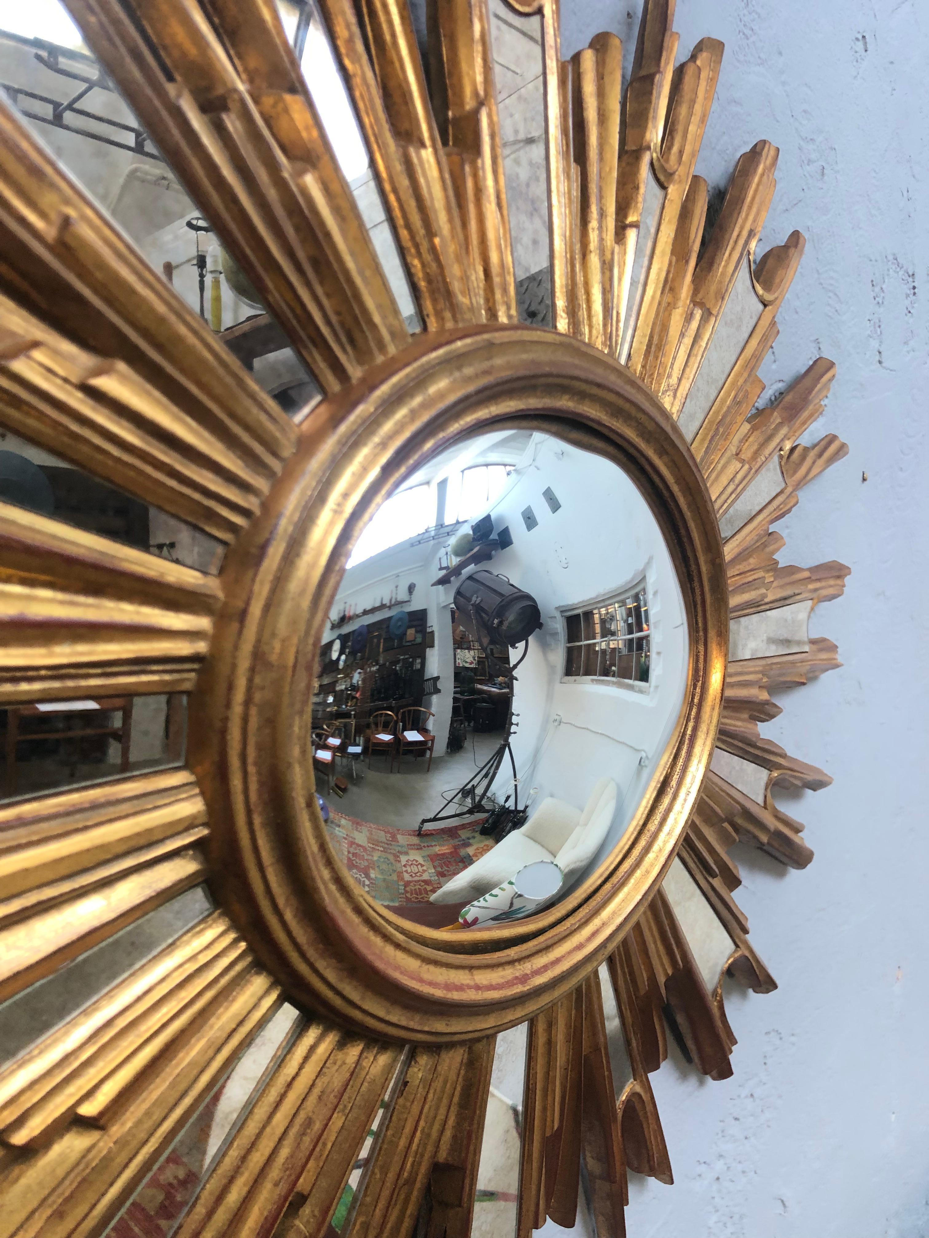 Mid-Century Modern A Large Vintage Sunburst Mirror From Ateliers Armand Dutry Of Belgium  For Sale