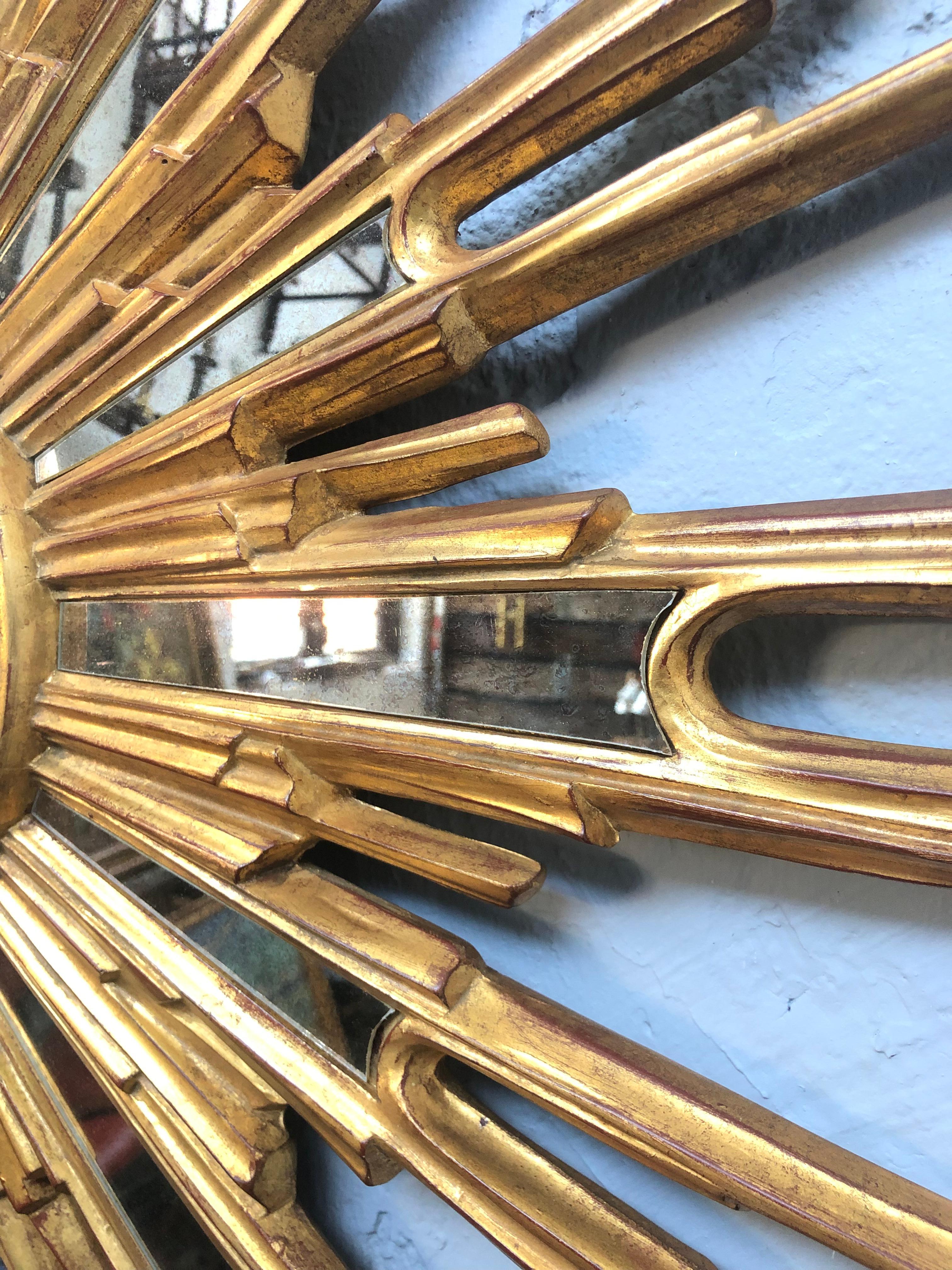 Hand-Crafted A Large Vintage Sunburst Mirror From Ateliers Armand Dutry Of Belgium  For Sale