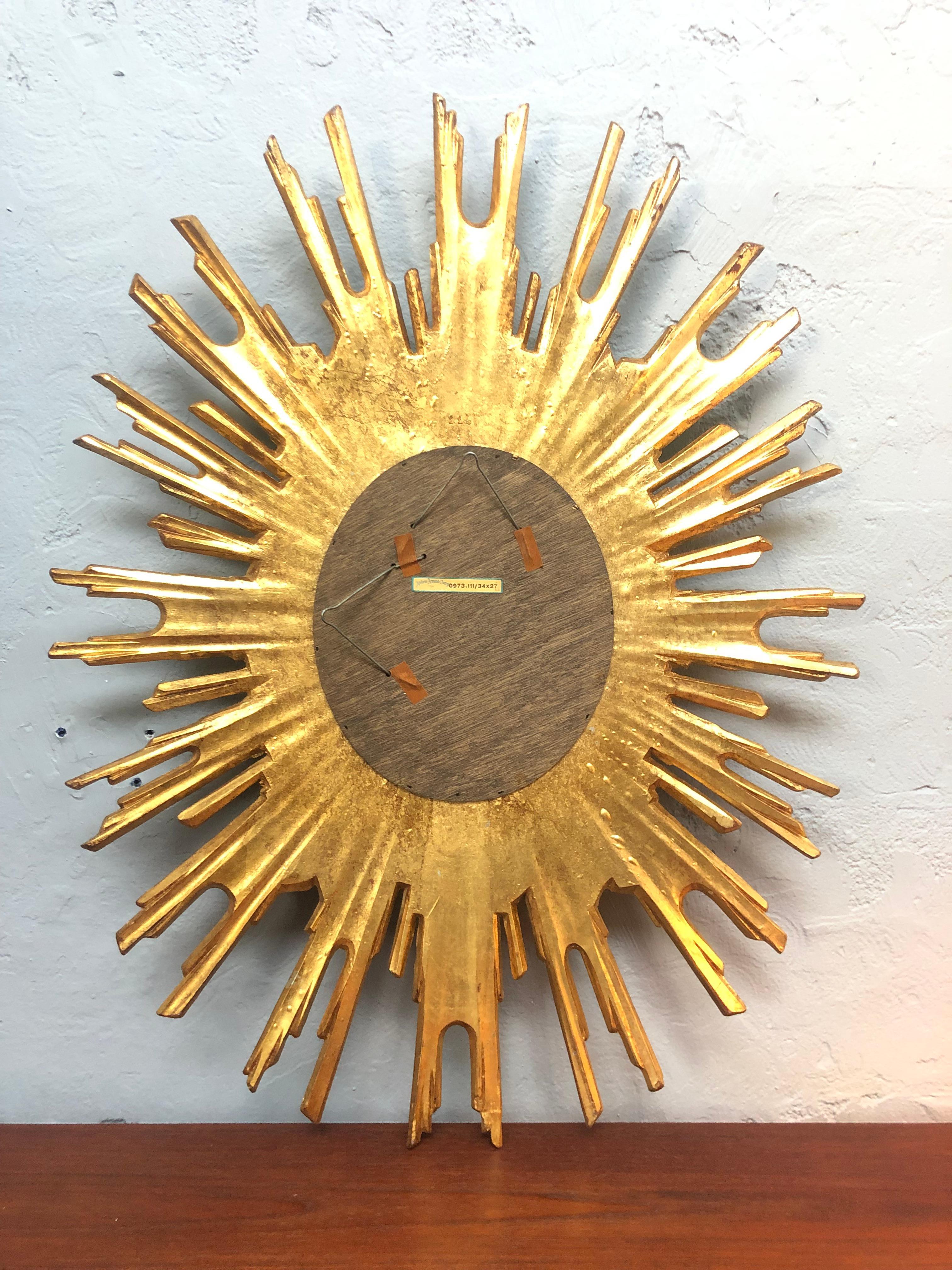 A Large Vintage Sunburst Mirror From Ateliers Armand Dutry Of Belgium  For Sale 2