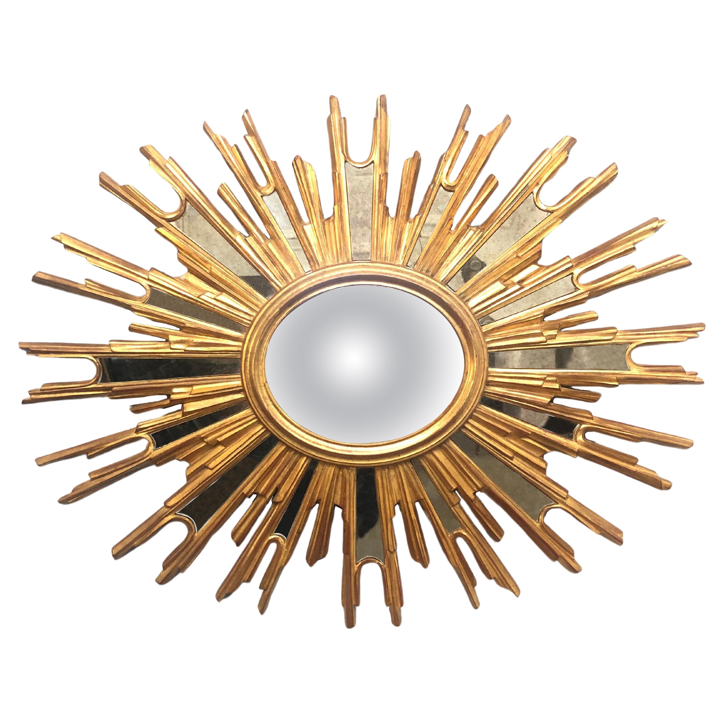 Un Gran Espejo Vintage Sunburst De Ateliers Armand Dutry De Bélgica