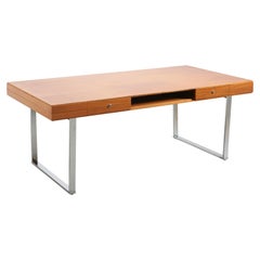 Large Walnut Desk with Chrome Legs, 1960s