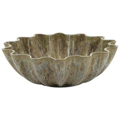 Large Wavy Rimmed Stoneware Bowl by Arne Bang