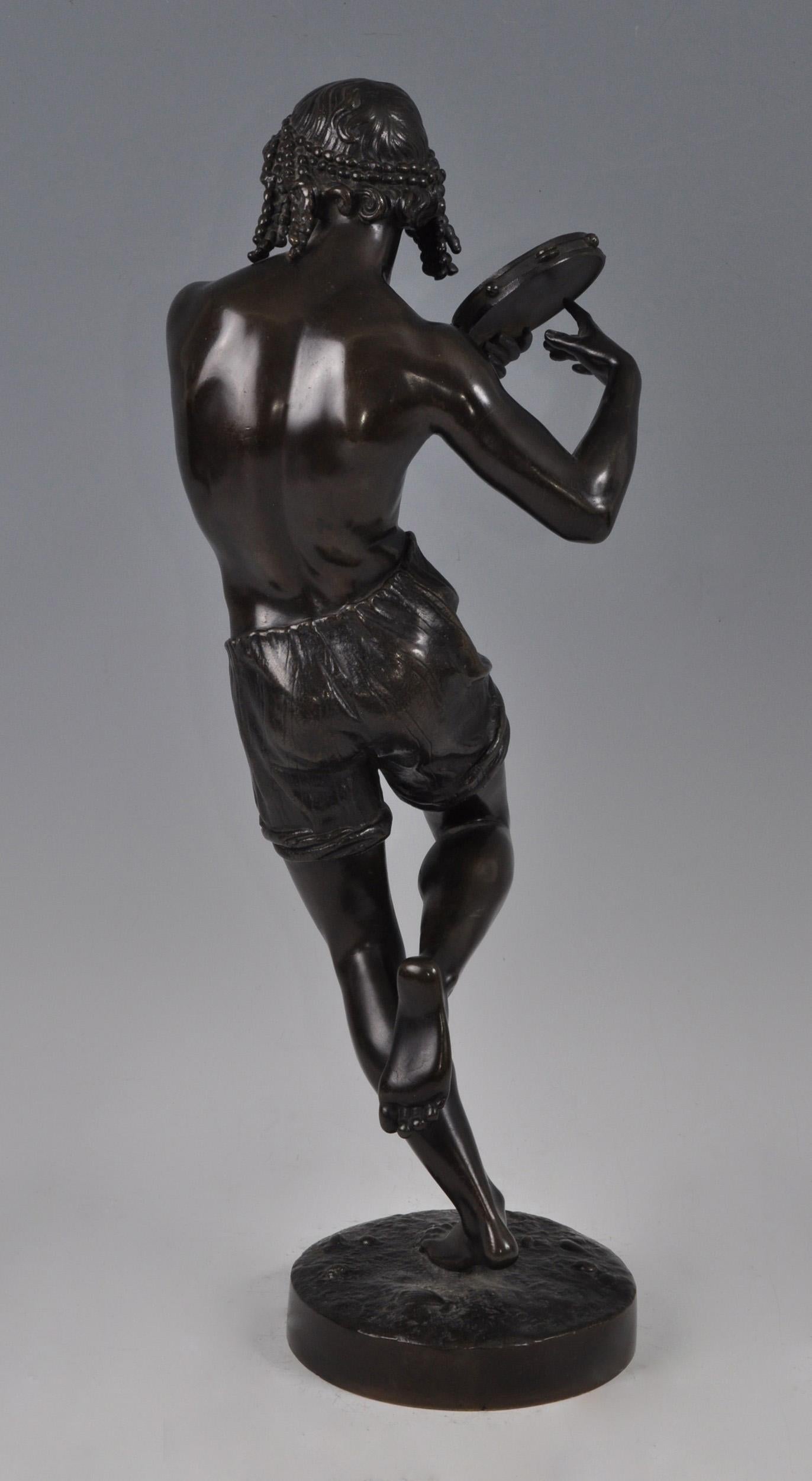 Large Well Patinated 19th Century Bronze of Neopolitan Dancer - by Duret c. 1880 For Sale 1