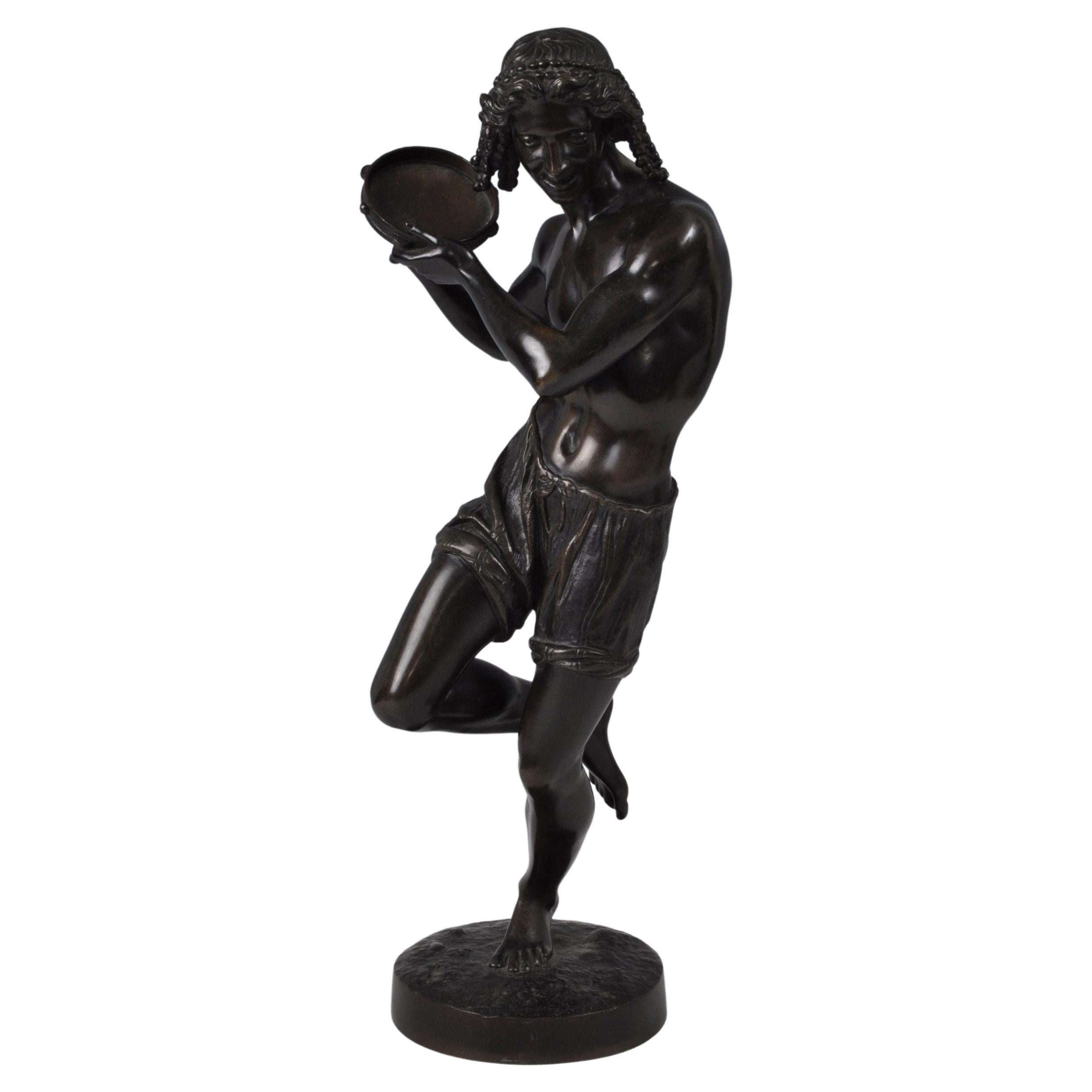 Large Well Patinated 19th Century Bronze of Neopolitan Dancer - by Duret c. 1880 For Sale