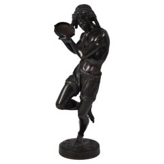 Large Well Patinated 19th Century Bronze of Neopolitan Dancer - by Duret c. 1880