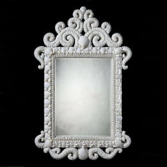 A Large White Shell Pier Mirror