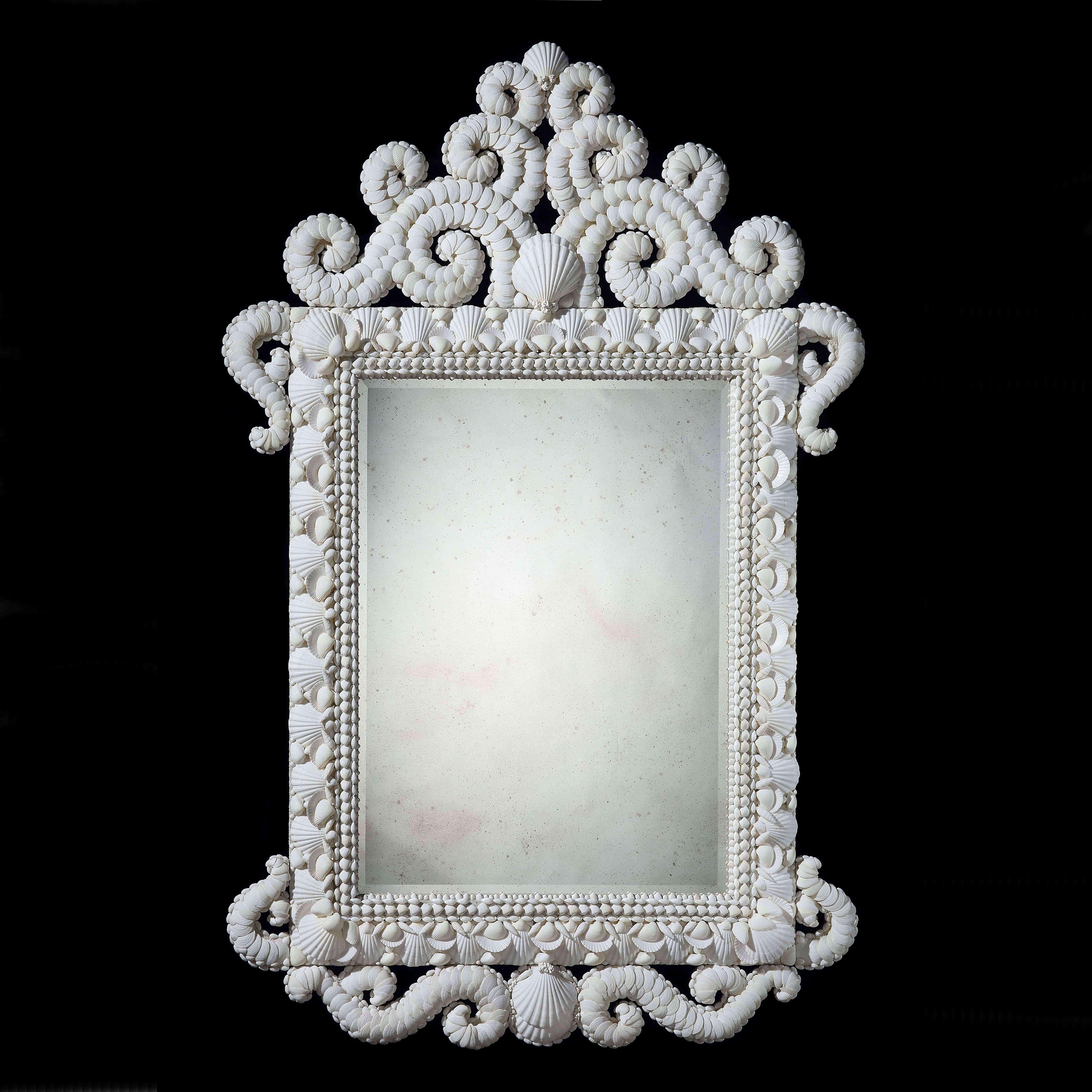 Baroque A Large White Shell Pier Mirror For Sale