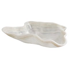 A Large White Shaped Onyx Bowl Or Centerpiece