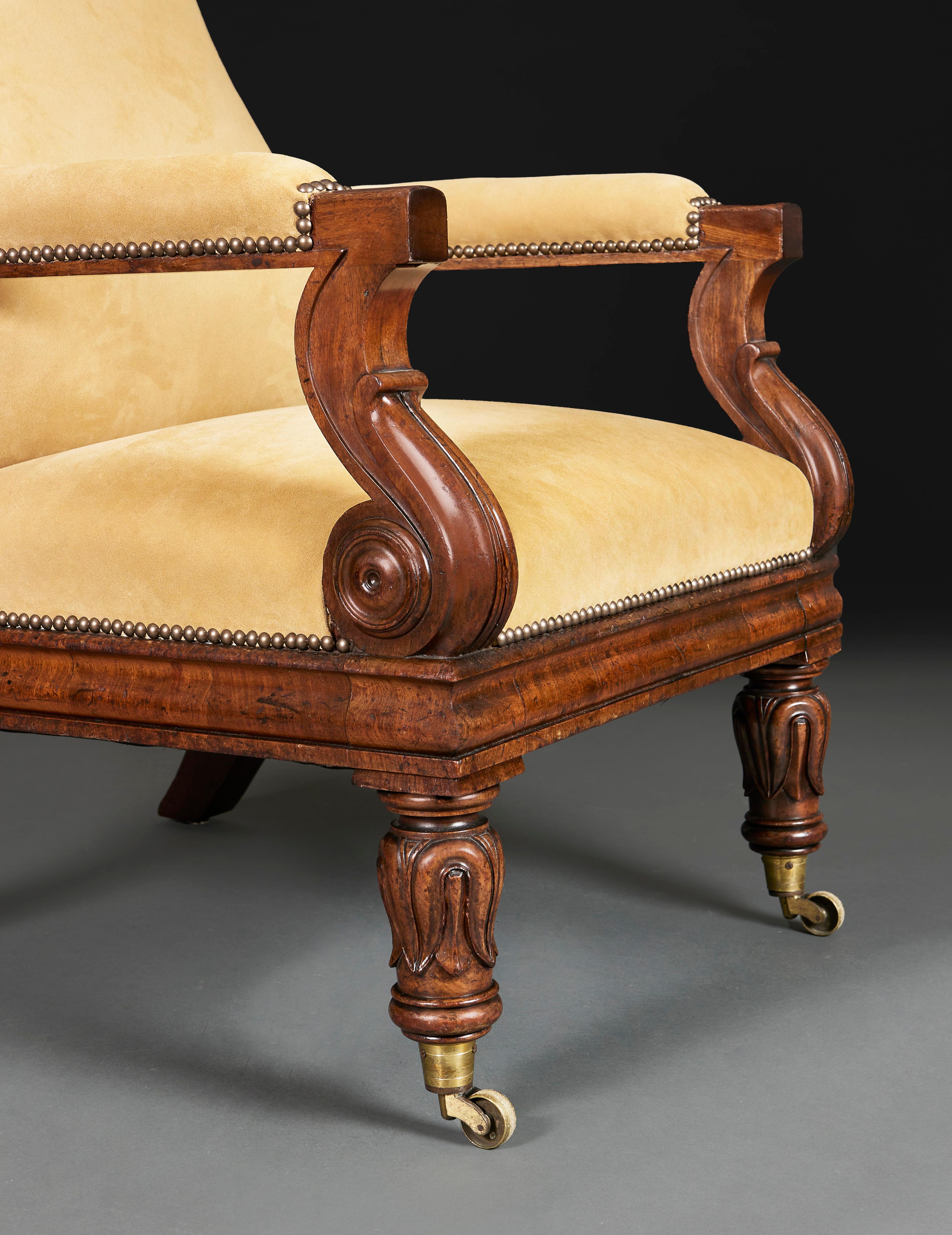 English A Large William IV Mahogany Library Chair  For Sale