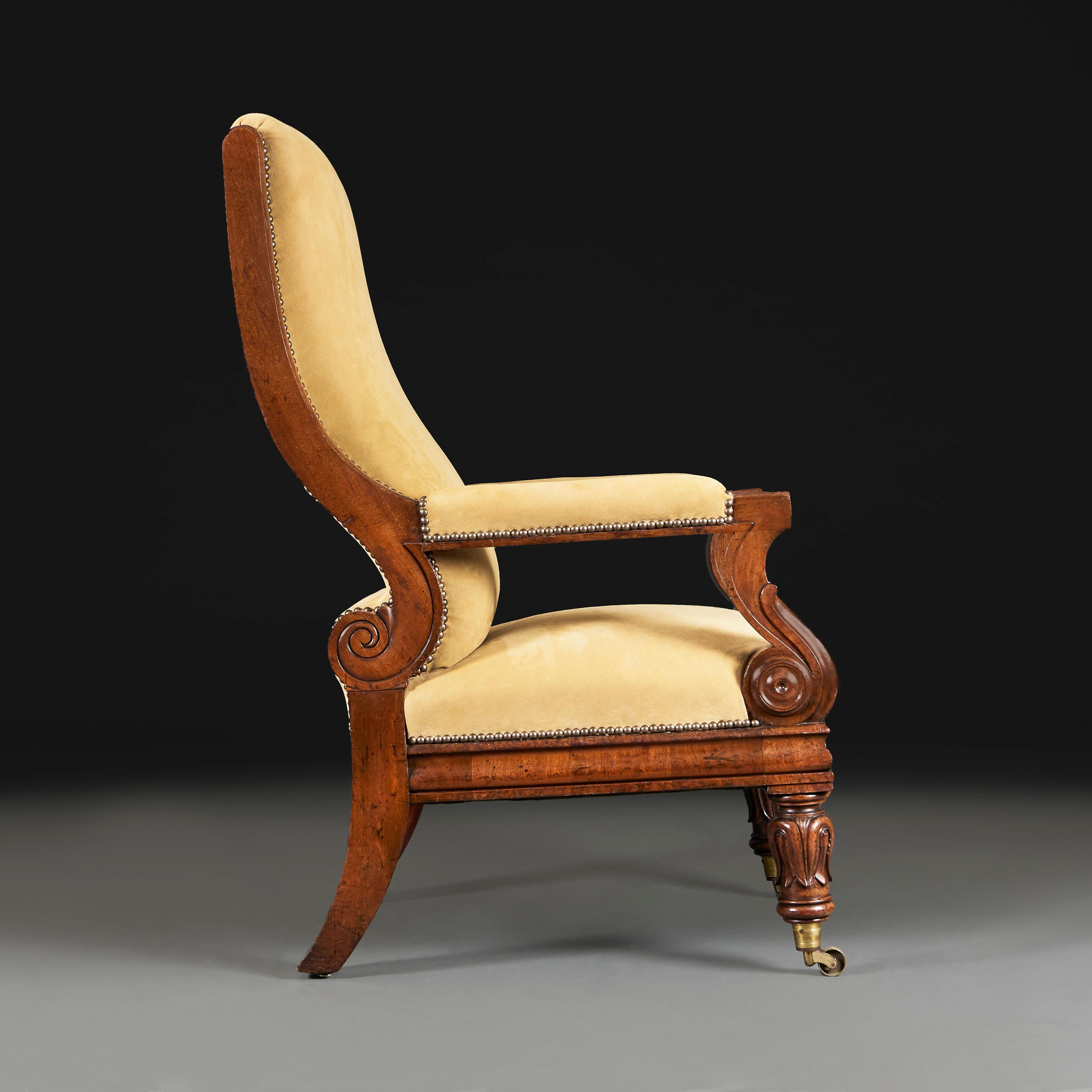 A Large William IV Mahogany Library Chair  In Good Condition For Sale In London, GB