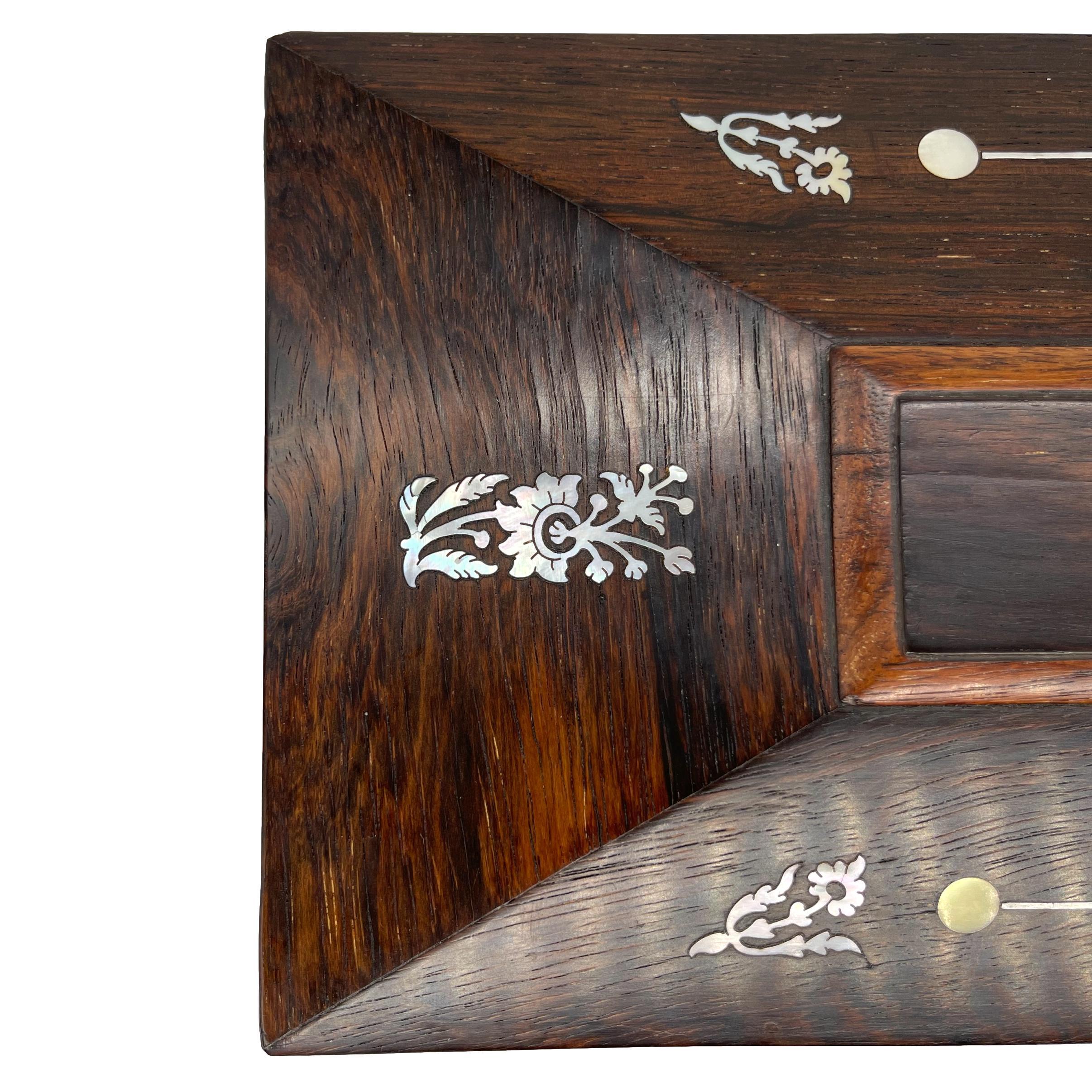 Large William IV Rosewood Tea Caddy with Mother-of-Pearl Inlays, ca. 1835 5