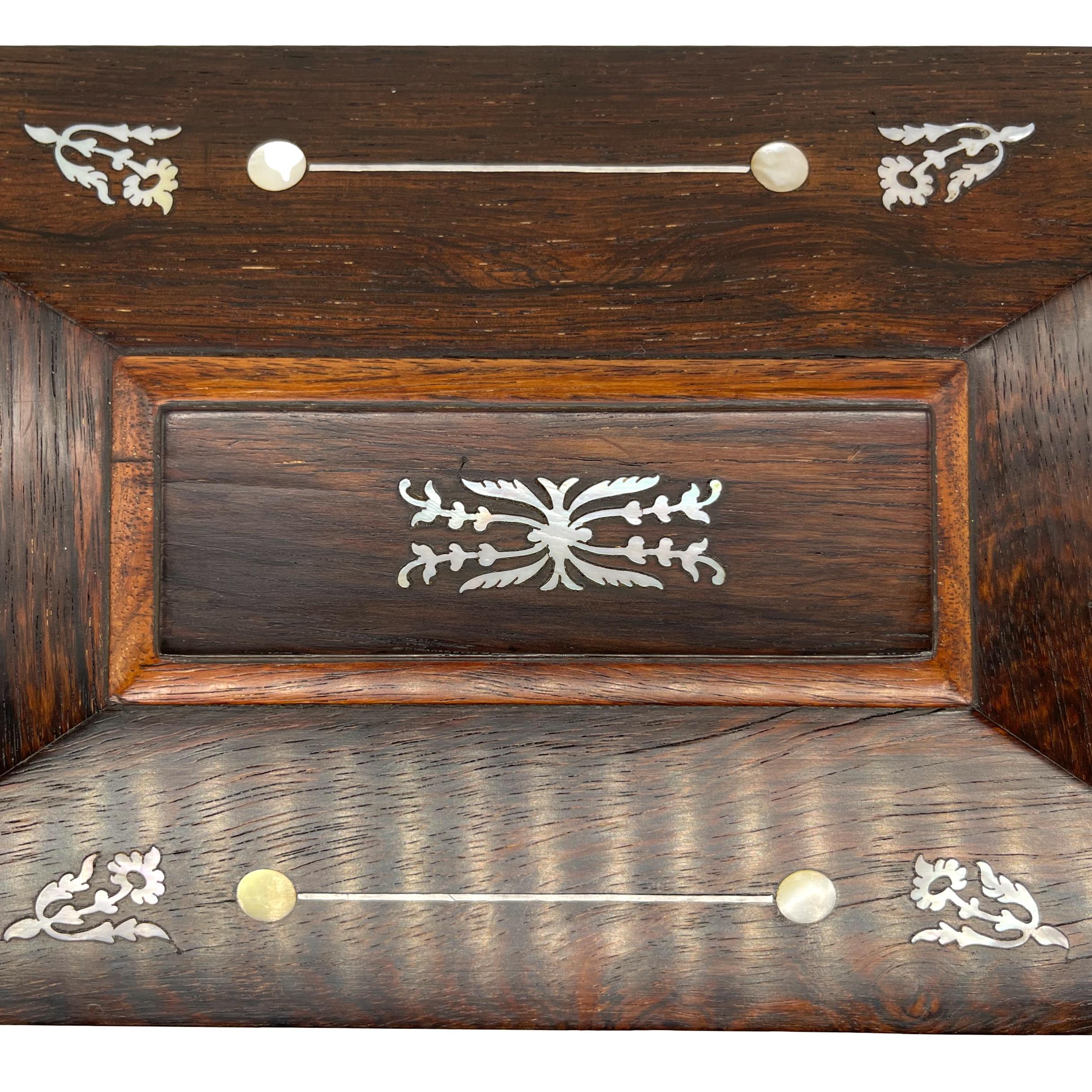 Large William IV Rosewood Tea Caddy with Mother-of-Pearl Inlays, ca. 1835 6