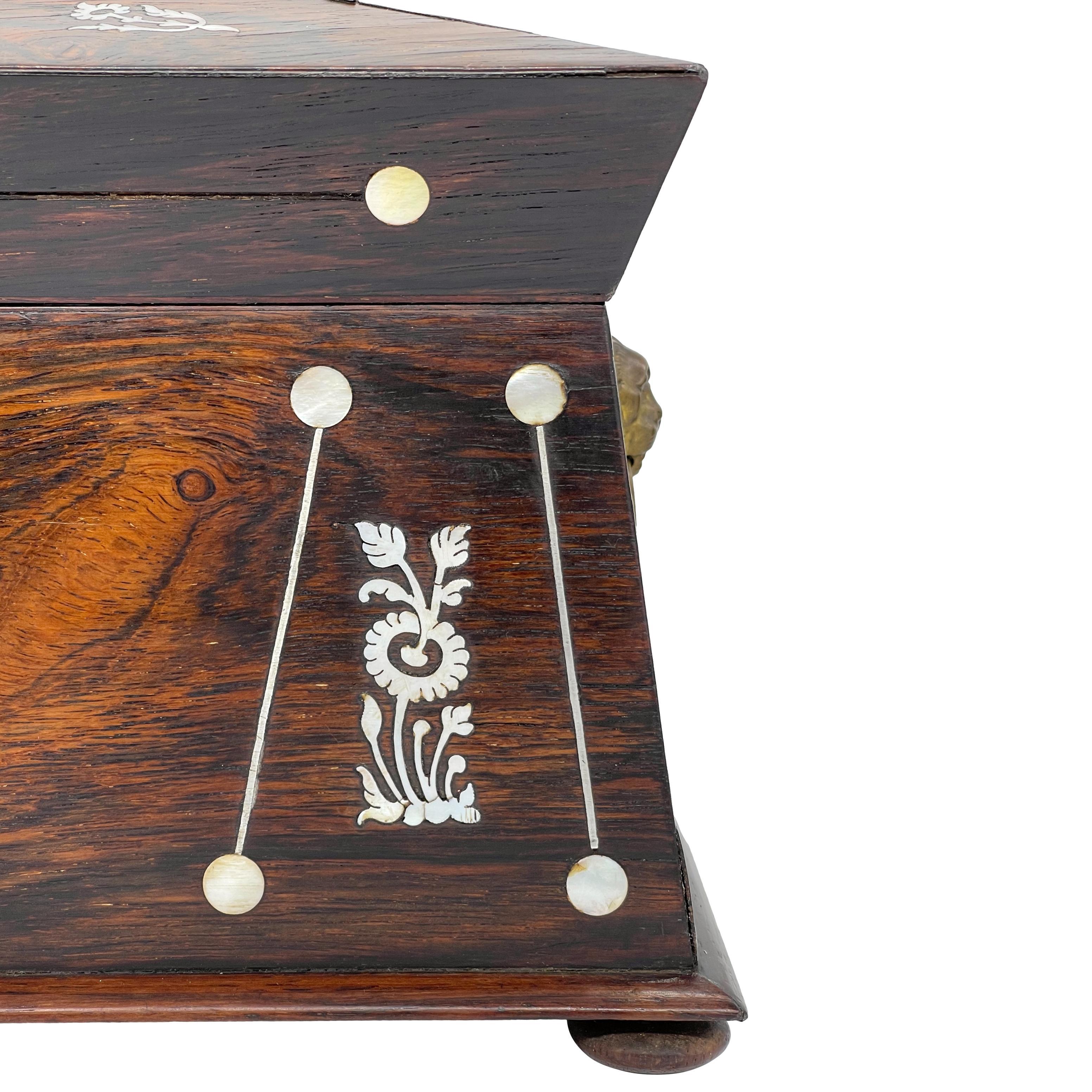 Large William IV Rosewood Tea Caddy with Mother-of-Pearl Inlays, ca. 1835 9