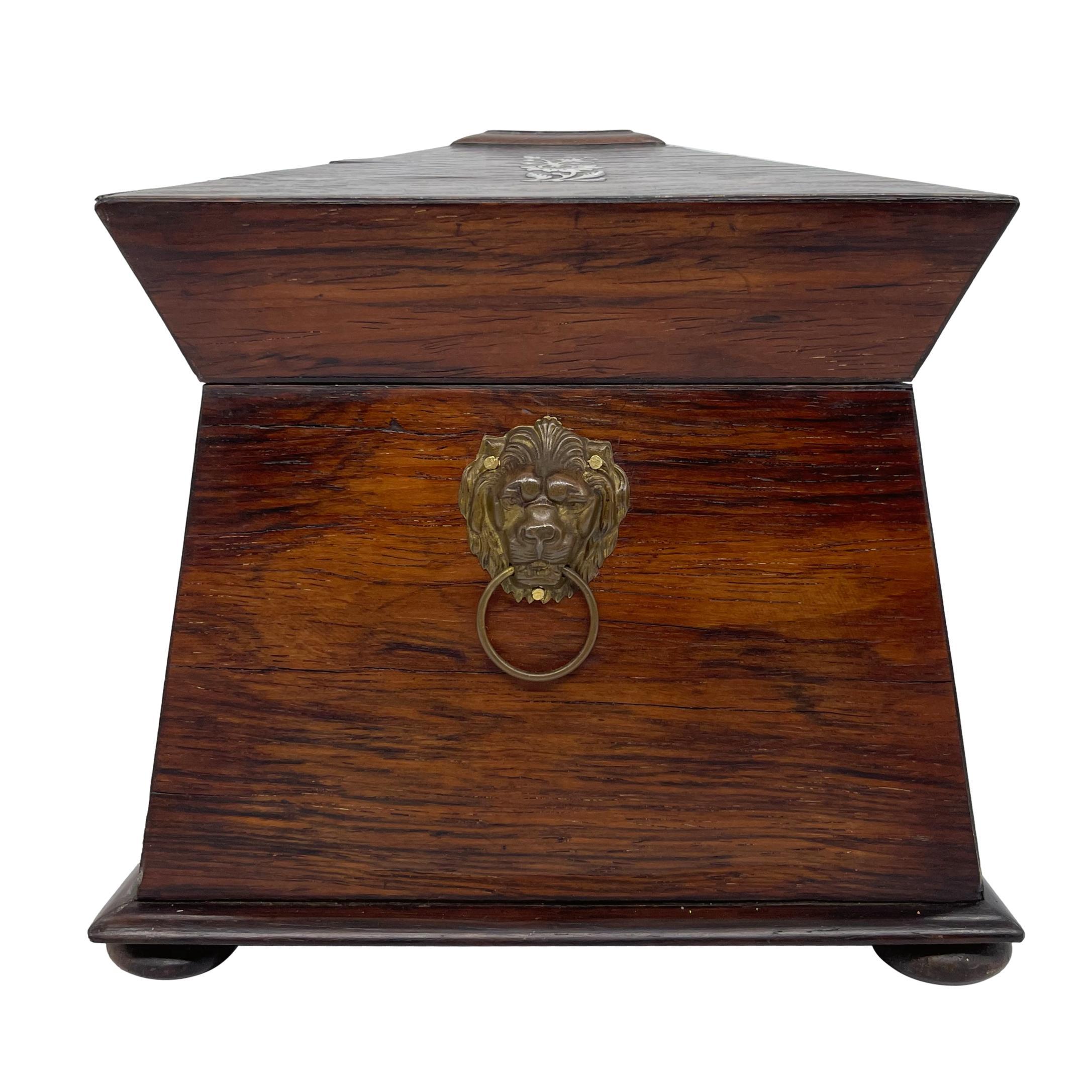 Hand-Crafted Large William IV Rosewood Tea Caddy with Mother-of-Pearl Inlays, ca. 1835