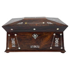 Large William IV Rosewood Tea Caddy with Mother-of-Pearl Inlays, ca. 1835