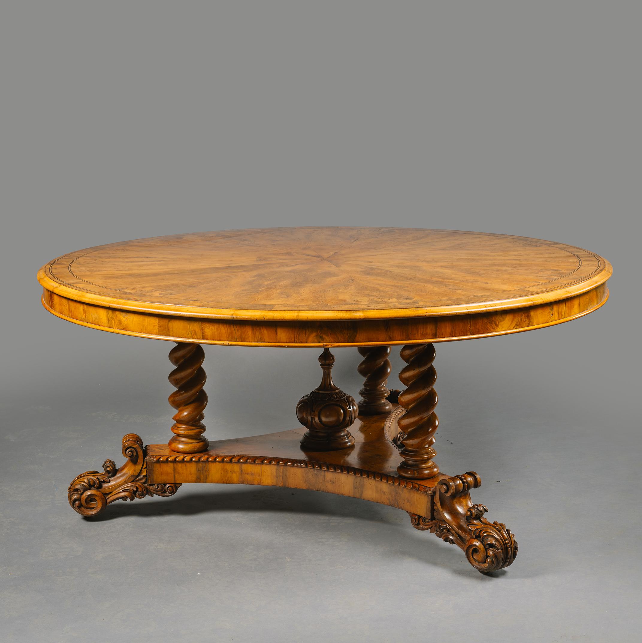English A Large William IV Yew Wood Centre Table For Sale