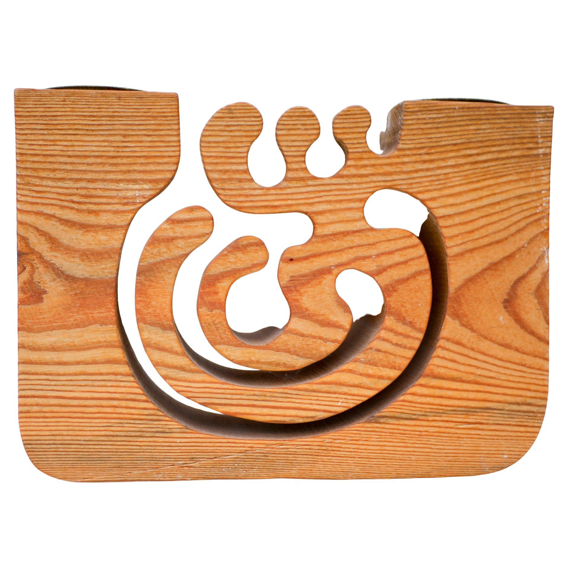 Scandinavian modern Wooden Candleholder by Gunnar Kanevad, Sweden, organic shape