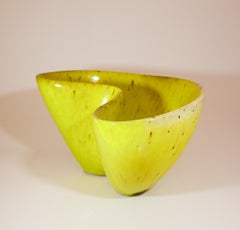 A large Yellow Bowl with Stunning Glaze - Hans Hedberg - Biot, France