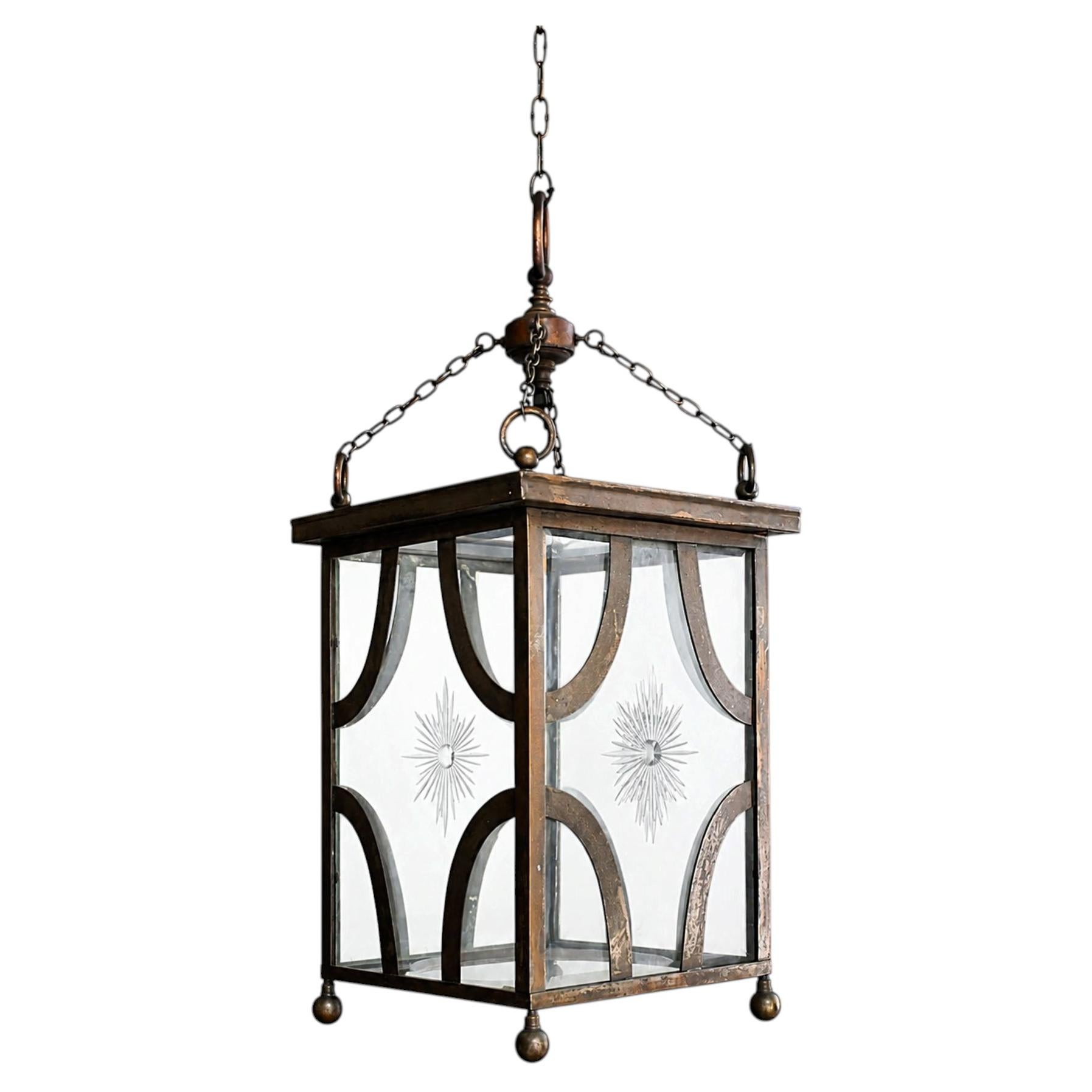 A Large19th Century Brass English Hallway Lantern