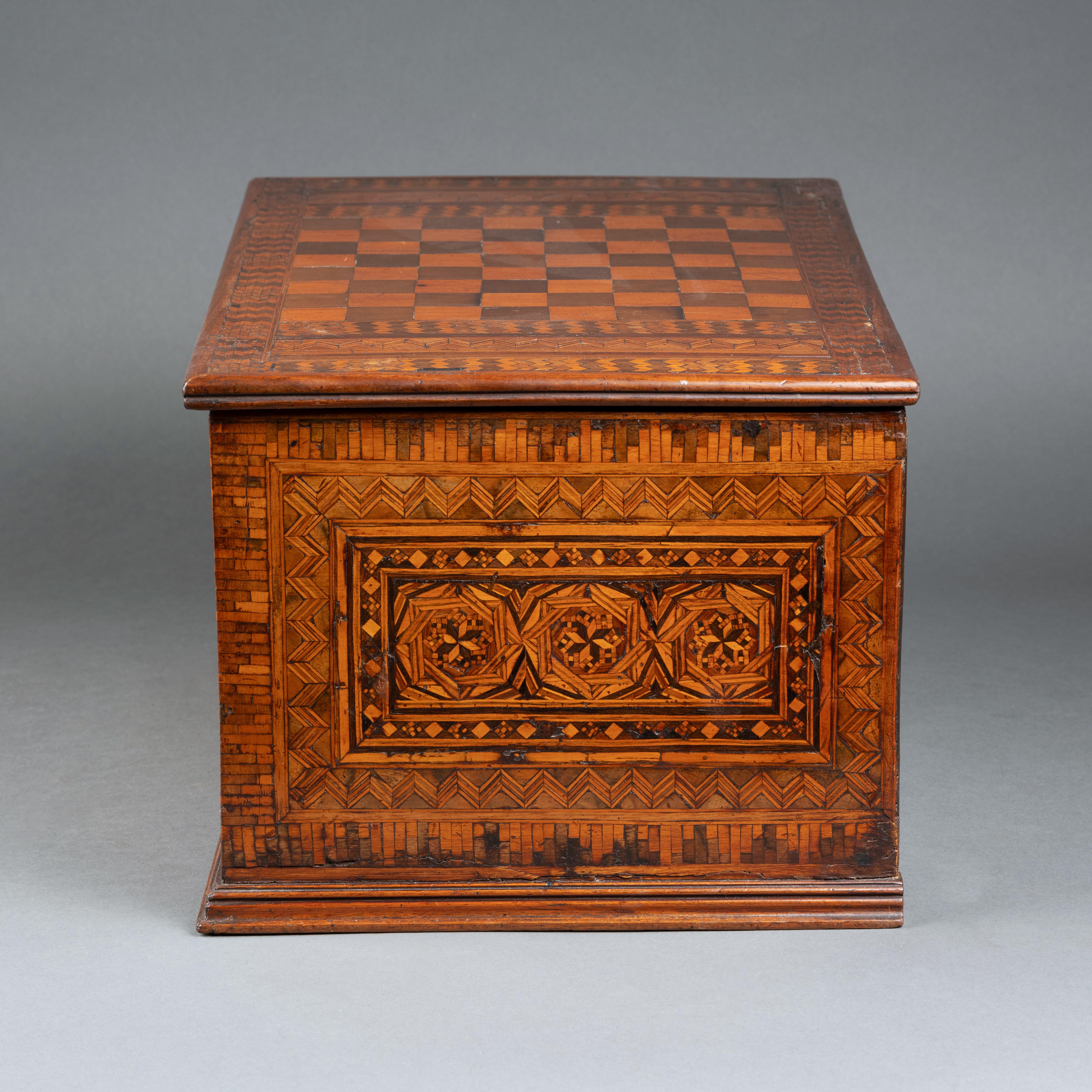 A late 15th century  wood inlaid writing casket, Florence, Italy 1