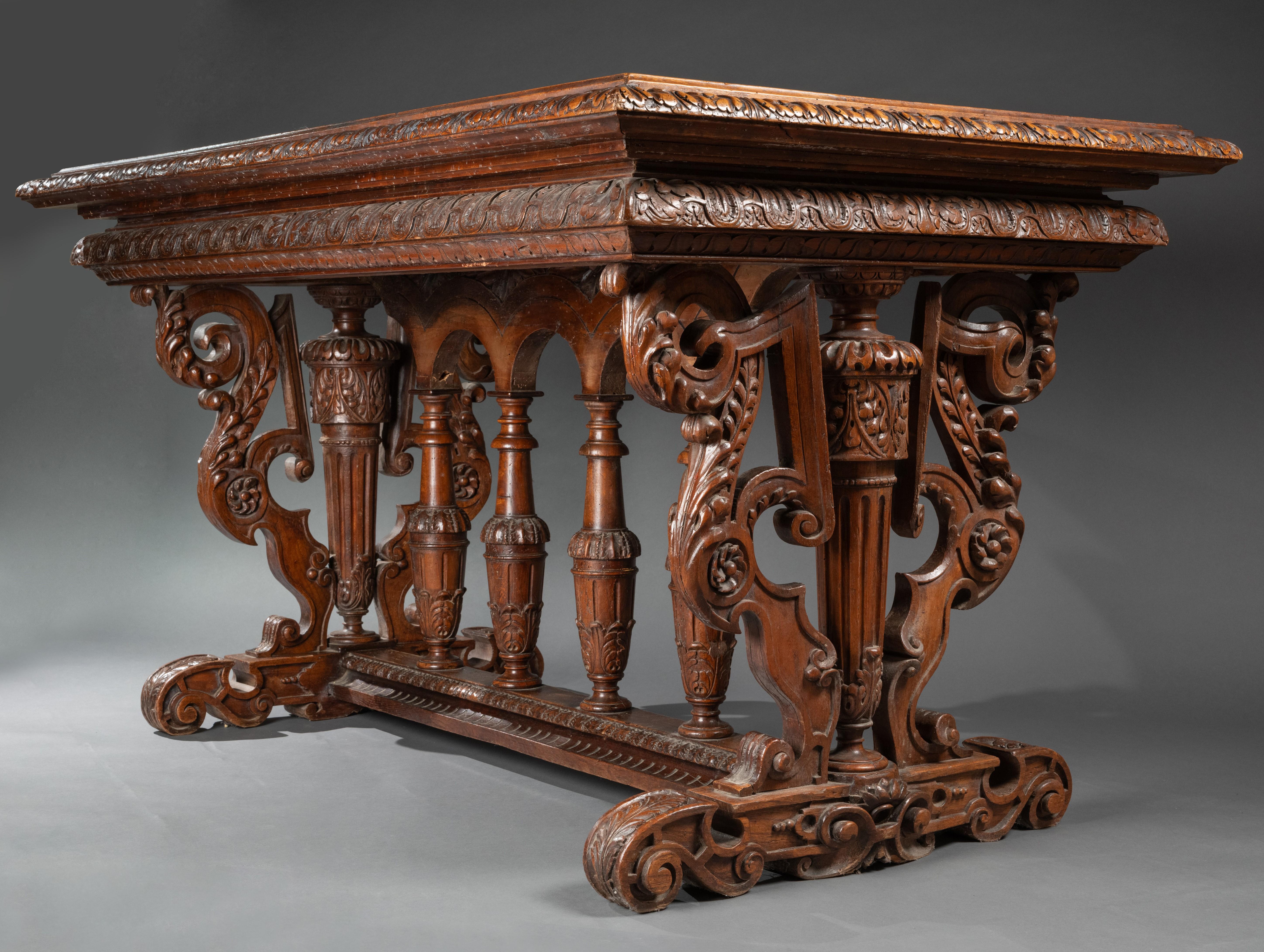 Walnut A late 16th century French Renaissance richly carved walnut center table For Sale