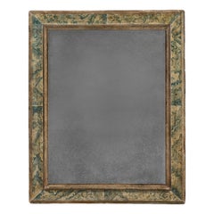 A Late 17th Century Blue Italian Wall Mirror Painted to Simulate Marble
