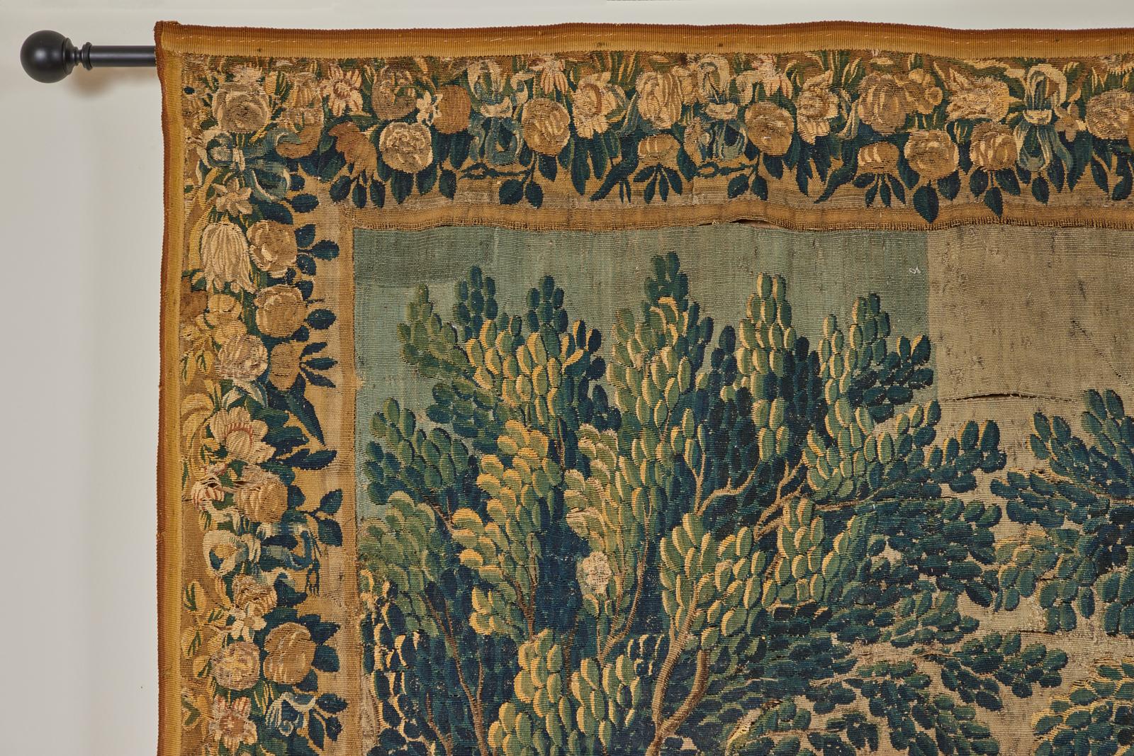 A Late 17th Century Flemish Verdure Tapestry In Good Condition In Pasadena, CA