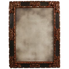 Late 17th Century Large Carved Baroque Mirror Frame with Mercury Plate