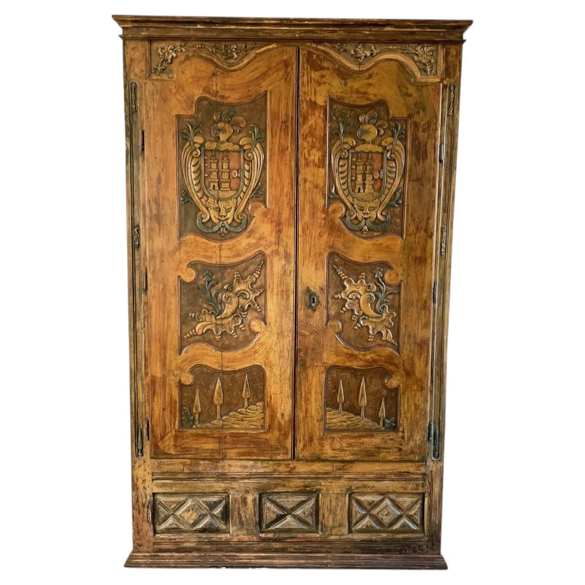 A Late 17th Century Spanish Armoire Bearing the Torres Family Coat of Arms For Sale